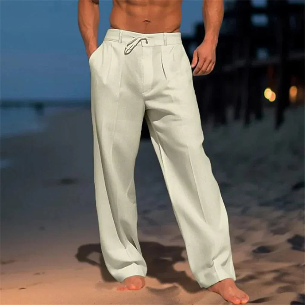 Nokmo | Men's Wide Leg Trousers with Drawstring Waist