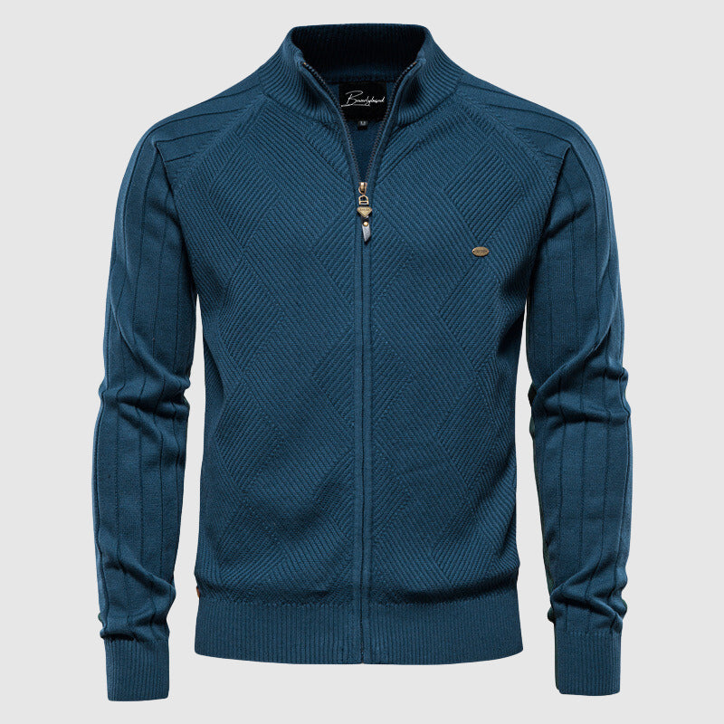 Nokmo | Men's Zip-Up Cardigan with Ribbed Texture