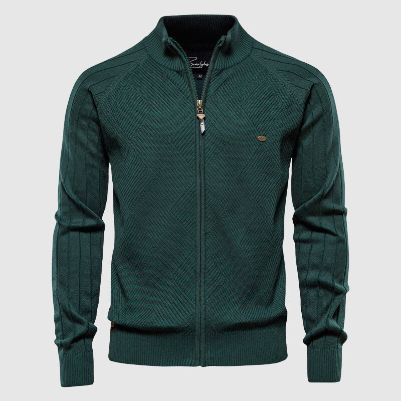 Nokmo | Men's Zip-Up Cardigan with Ribbed Texture
