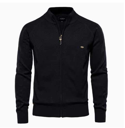 Nokmo | Men's Zip-Up Cardigan with Ribbed Texture