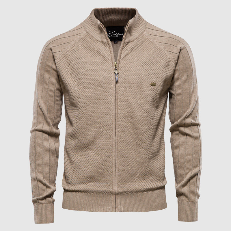 Nokmo | Men's Zip-Up Cardigan with Ribbed Texture