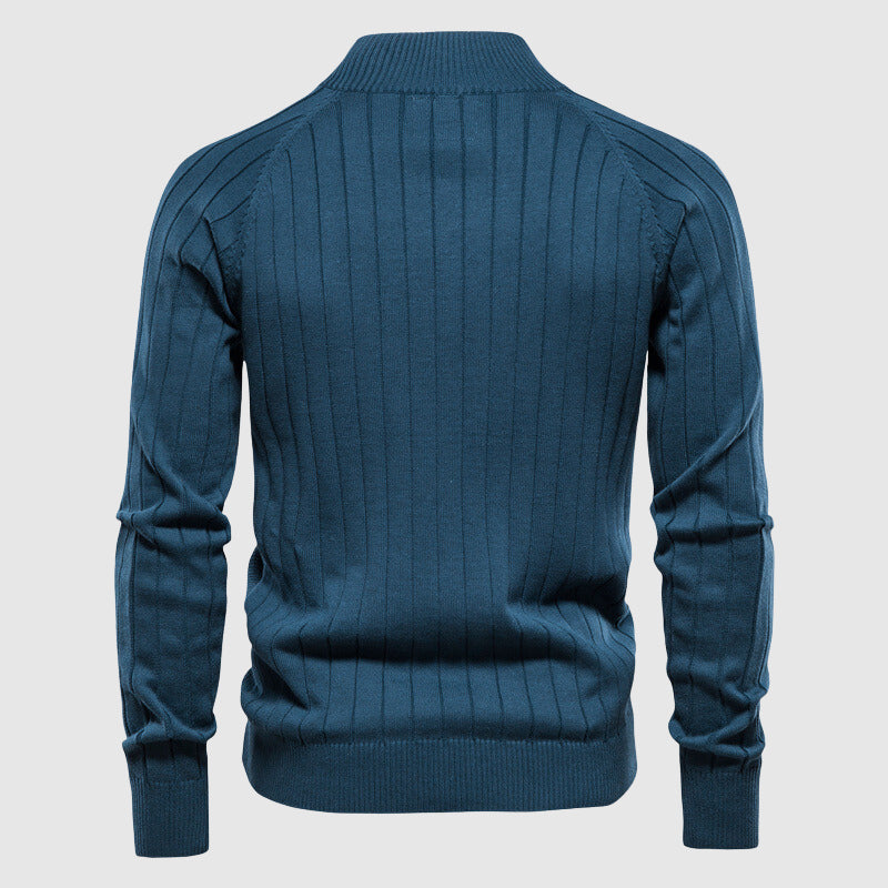 Nokmo | Men's Zip-Up Cardigan with Ribbed Texture