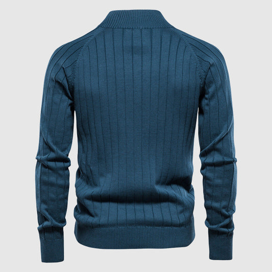 Nokmo | Men's Zip-Up Cardigan with Ribbed Texture