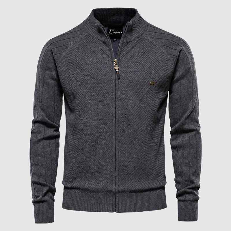 Nokmo | Men's Zip-Up Cardigan with Ribbed Texture