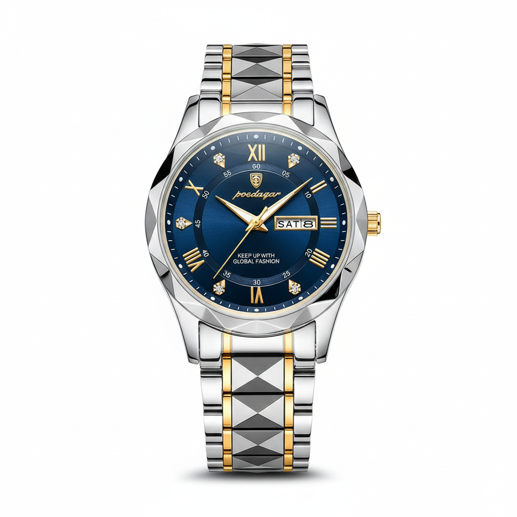 Nokmo Model 615 | Luxury Men's Watch | Japanese MIYOTA Quartz Movement | 316L Stainless Steel Case | Hardlex Crystal Glass | 3 ATM Waterproof | Luminous Indices & Date
