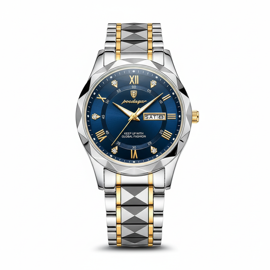 Nokmo Model 615 | Luxury Men's Watch | Japanese MIYOTA Quartz Movement | 316L Stainless Steel Case | Hardlex Crystal Glass | 3 ATM Waterproof | Luminous Indices & Date