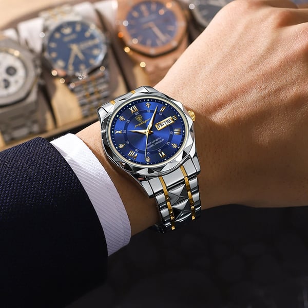 Nokmo Model 615 | Luxury Men's Watch | Japanese MIYOTA Quartz Movement | 316L Stainless Steel Case | Hardlex Crystal Glass | 3 ATM Waterproof | Luminous Indices & Date
