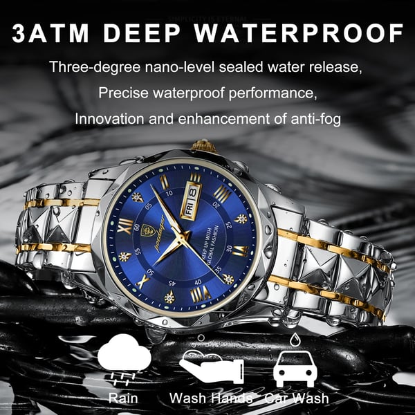 Nokmo Model 615 | Luxury Men's Watch | Japanese MIYOTA Quartz Movement | 316L Stainless Steel Case | Hardlex Crystal Glass | 3 ATM Waterproof | Luminous Indices & Date
