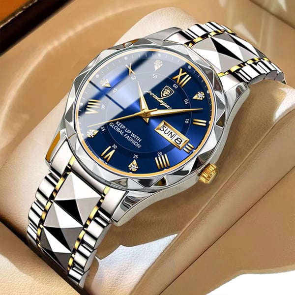 Nokmo Model 615 | Luxury Men's Watch | Japanese MIYOTA Quartz Movement | 316L Stainless Steel Case | Hardlex Crystal Glass | 3 ATM Waterproof | Luminous Indices & Date