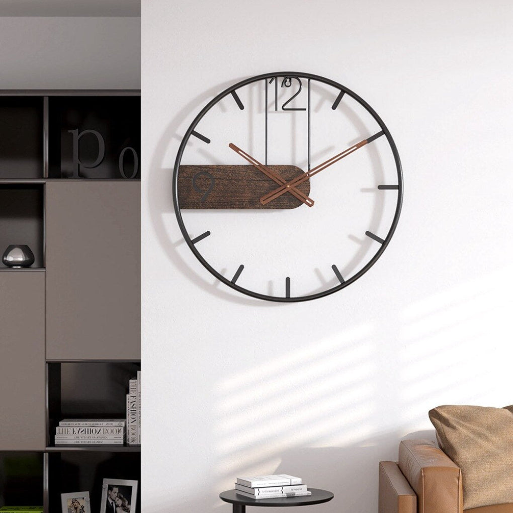 Nokmo | Modern Wall Clock with Wood Accent