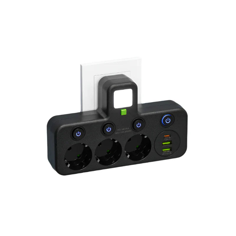 Nokmo | Multi-Socket VOLTRIQ ProLine | 3–4 Sockets + 2× USB & 1× Type-C | 2500 W | Surge Protection & Control Switch