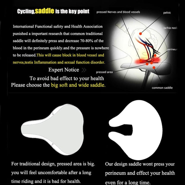 Nokmo | Noseless Bicycle Seat Mountain Bike Thick Soft Padding (Black)
