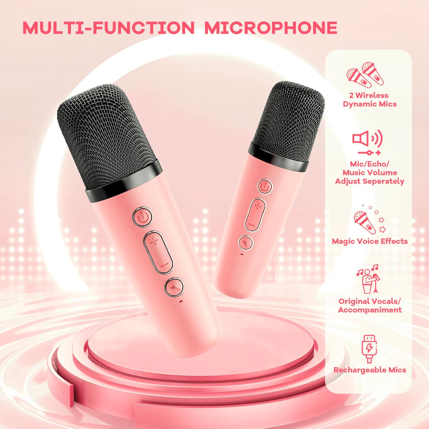 Nokmo | Portable Mini Karaoke Machine with Bluetooth Speaker and 2 Wireless Microphones – Veylo