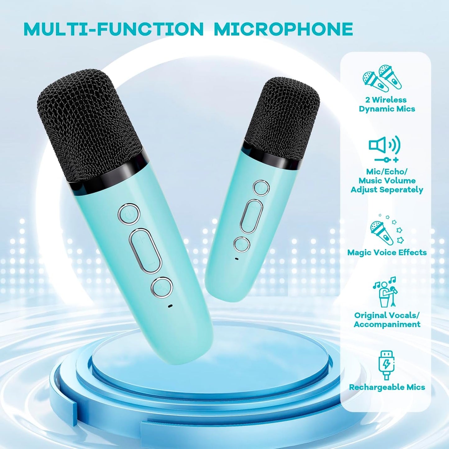 Nokmo | Portable Mini Karaoke Machine with Bluetooth Speaker and 2 Wireless Microphones – Veylo