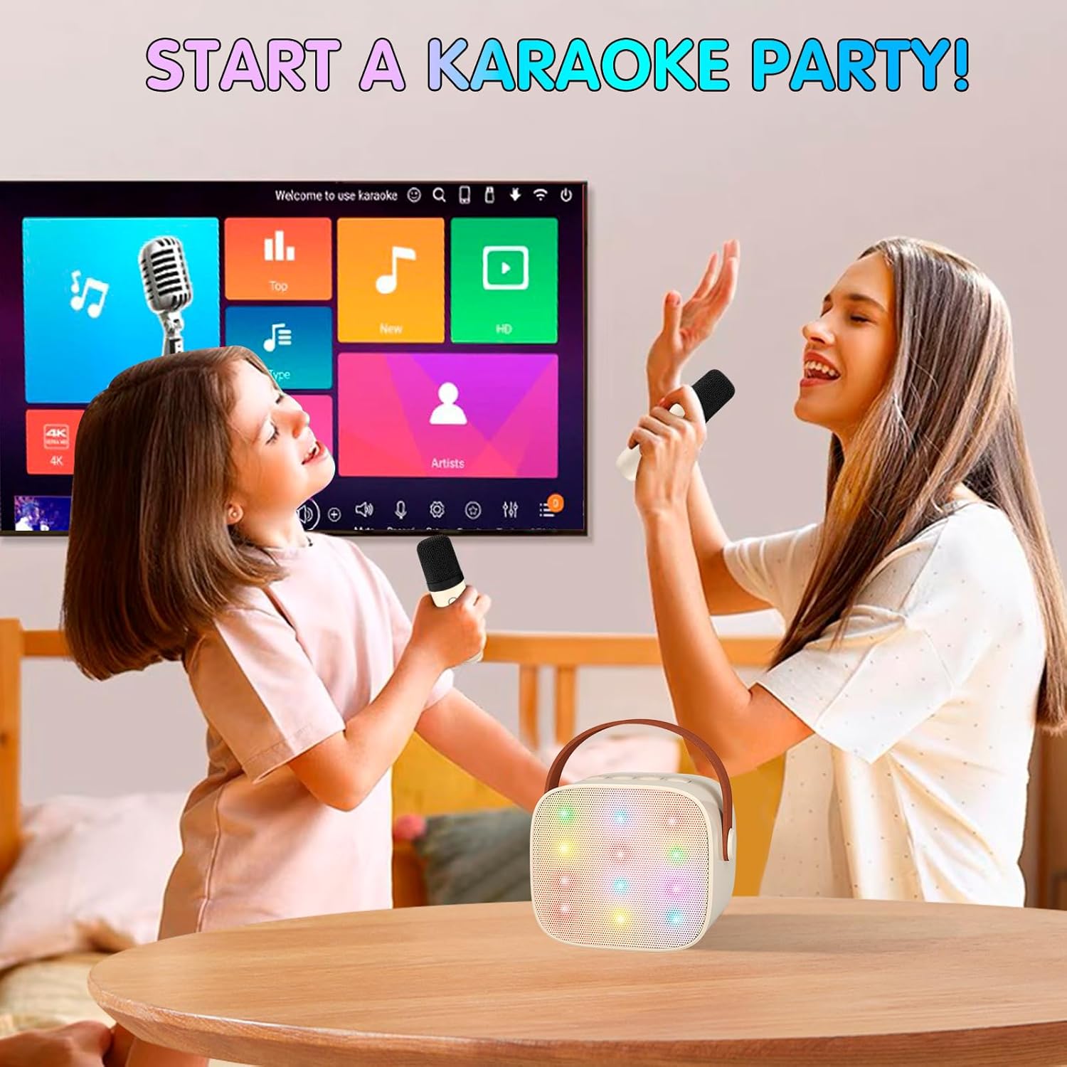 Nokmo | Portable Mini Karaoke Machine with Bluetooth Speaker and 2 Wireless Microphones – Veylo