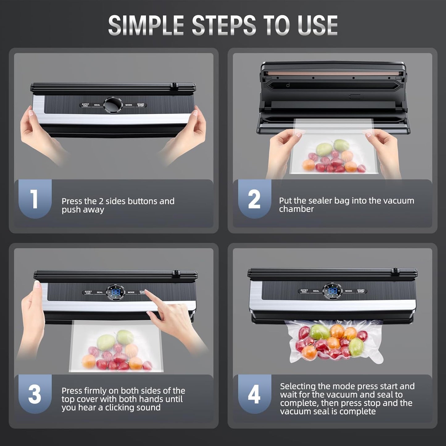 Nokmo | Professional 8-in-1 Vacuum Sealer | Integrated Precision Cutter | Modes for Dry & Moist Foods | Airtight LED Sealing System | Includes 15 Vacuum Bags