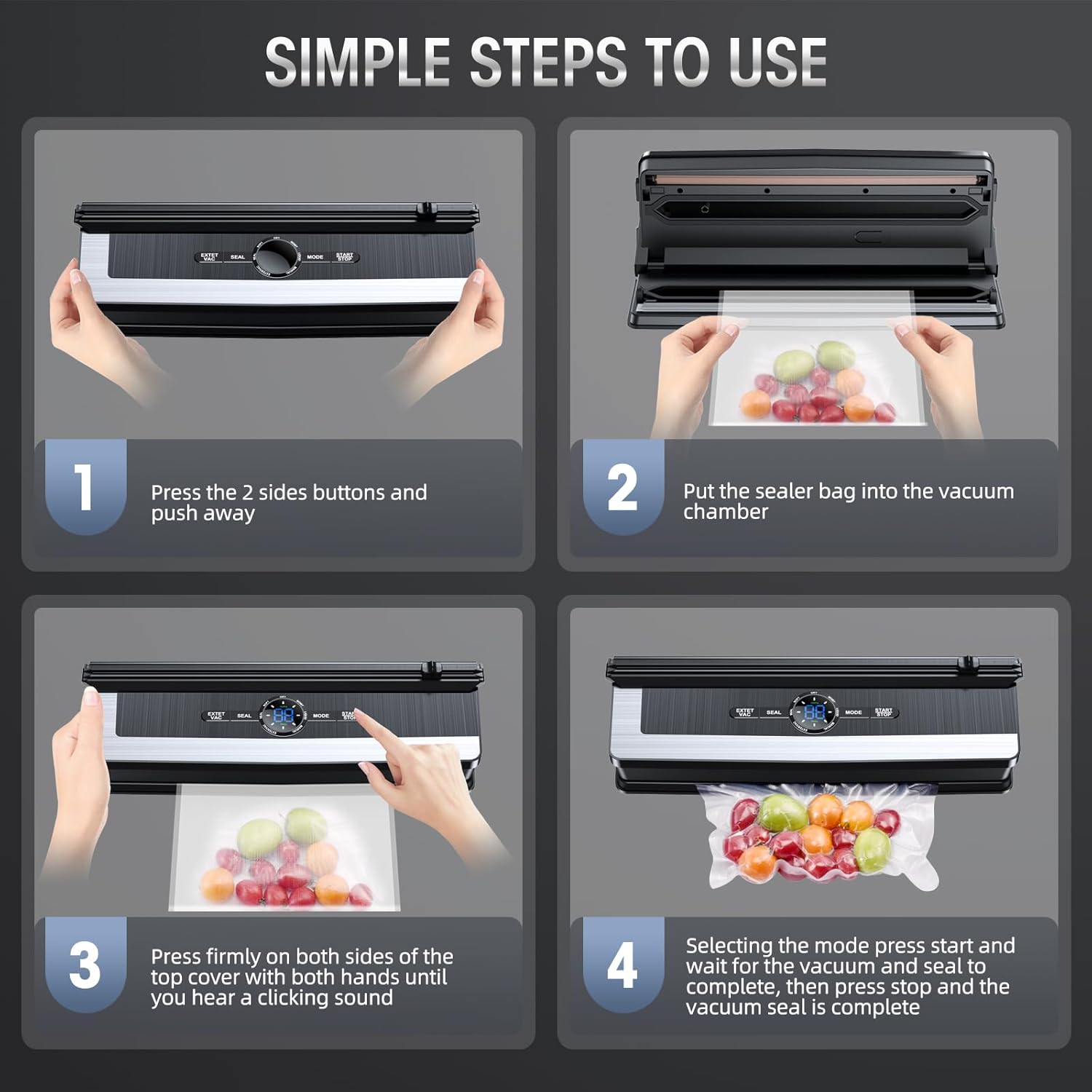 Nokmo | Professional 8-in-1 Vacuum Sealer | Integrated Precision Cutter | Modes for Dry & Moist Foods | Airtight LED Sealing System | Includes 15 Vacuum Bags