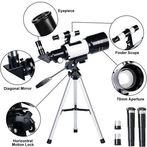 Nokmo | Professional Astronomical Telescope | 70mm Aperture, 300mm Focal Length & Easy Setup for Stargazing and Nature Exploration