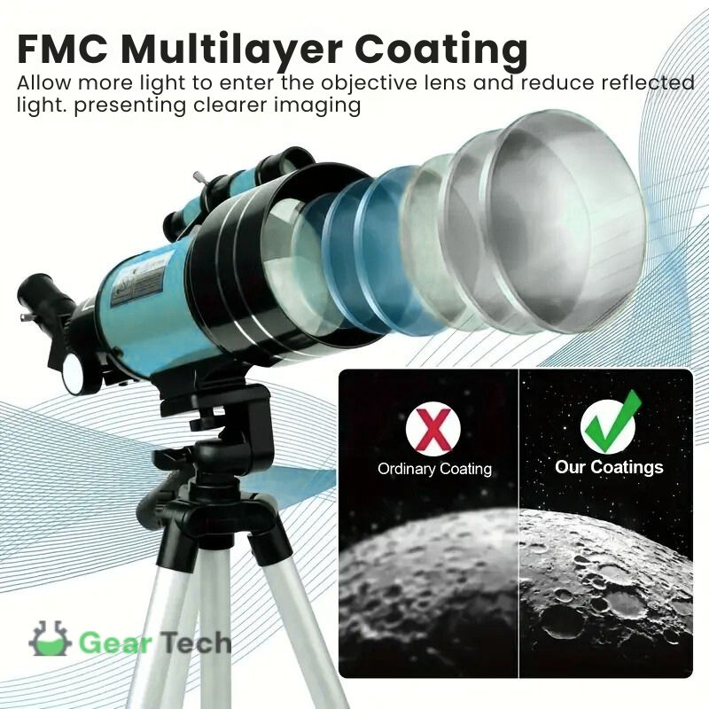 Nokmo | Professional Astronomical Telescope | 70mm Aperture, 300mm Focal Length & Easy Setup for Stargazing and Nature Exploration