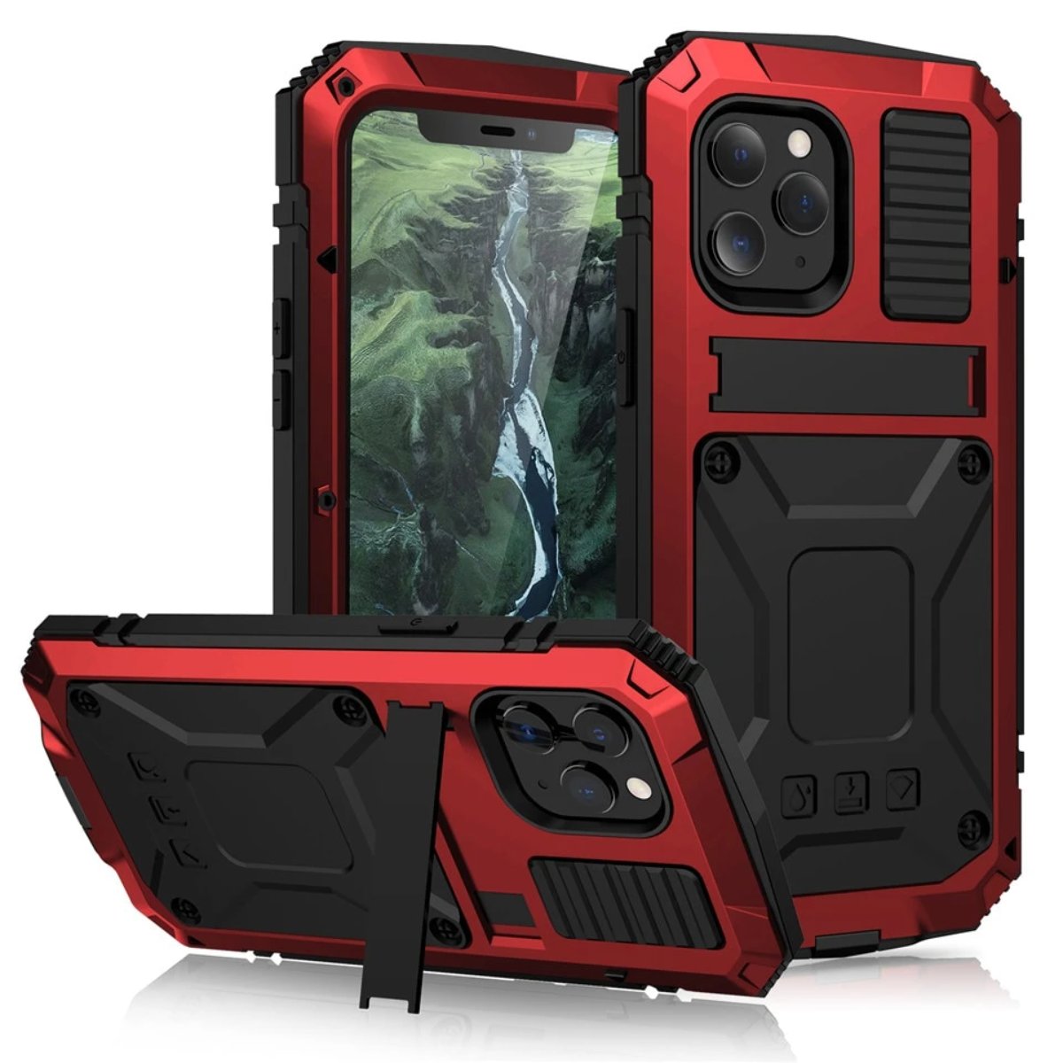 Nokmo | Protective Shockproof Tempered Glass Metal Case for iPhone