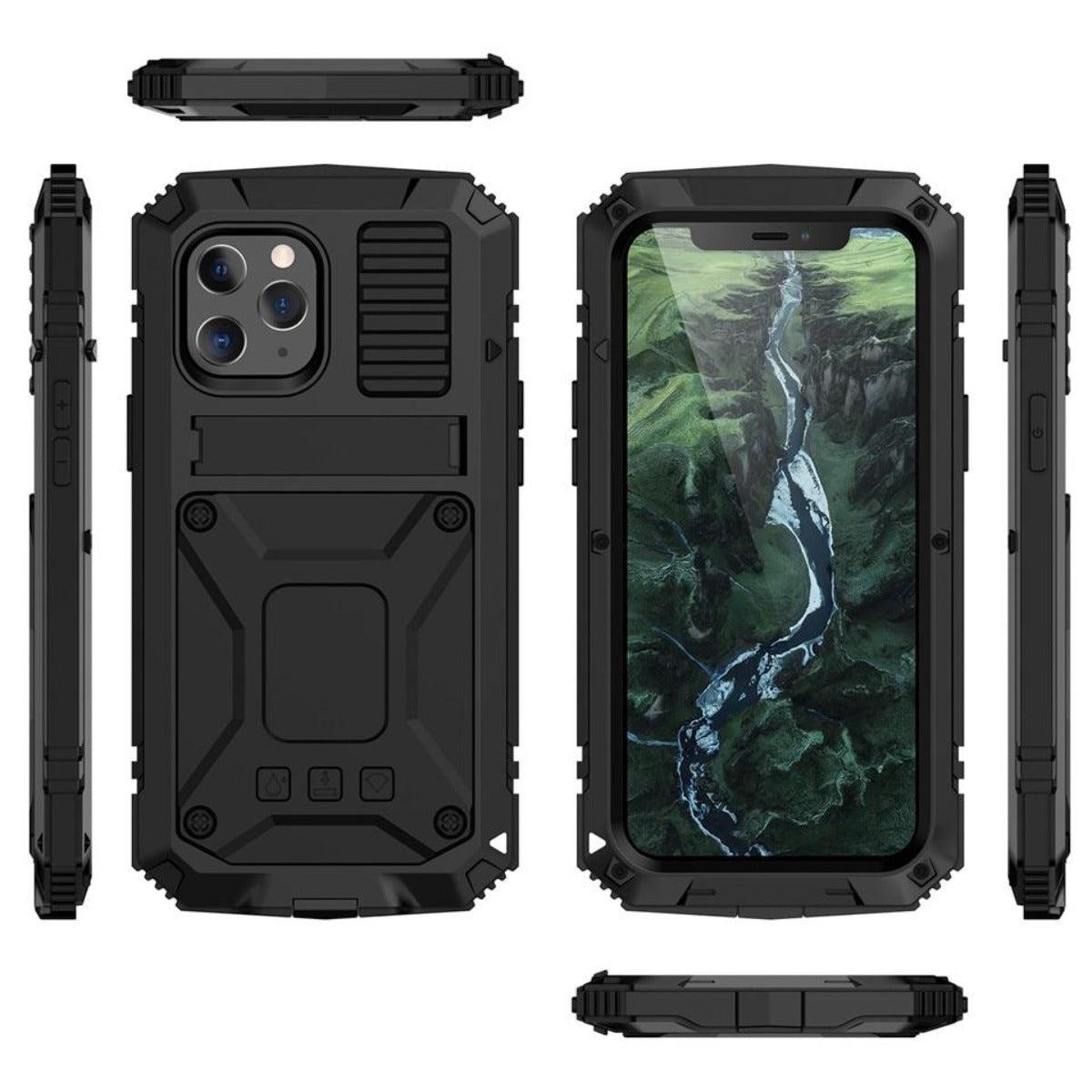 Nokmo | Protective Shockproof Tempered Glass Metal Case for iPhone