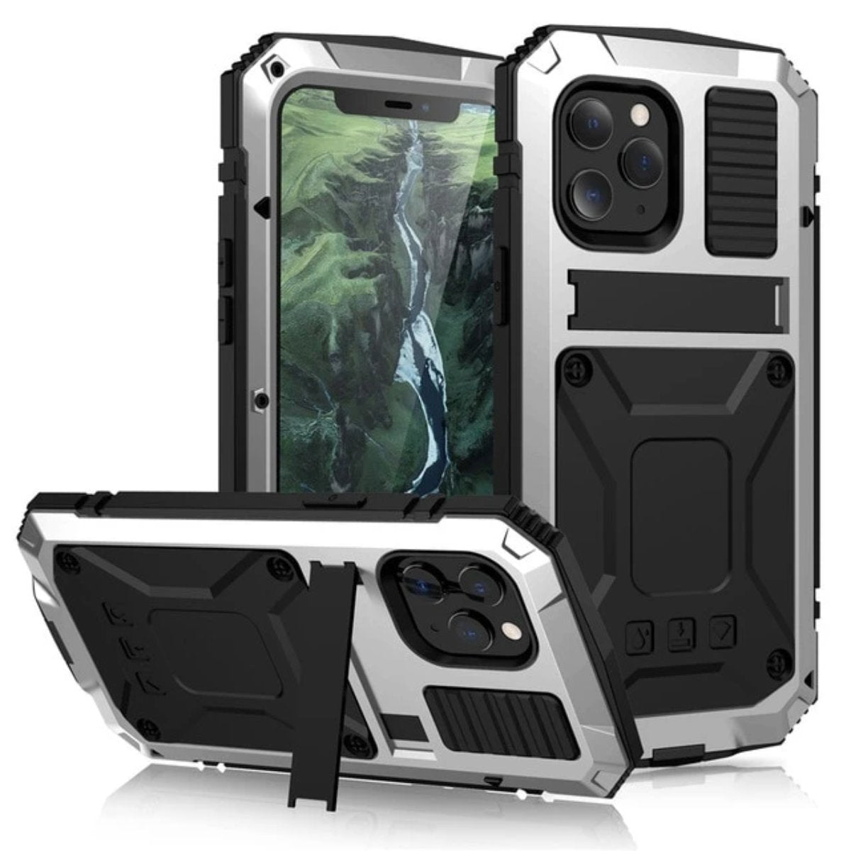 Nokmo | Protective Shockproof Tempered Glass Metal Case for iPhone