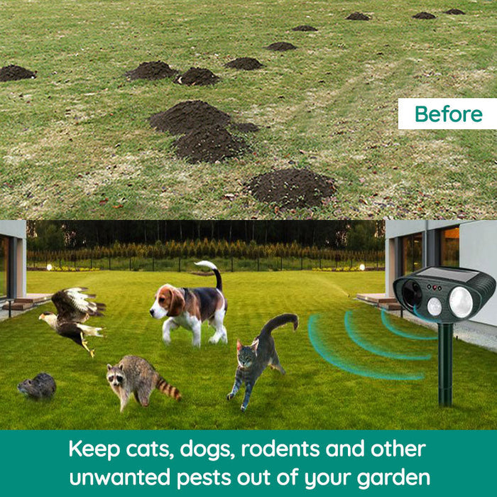 Nokmo | Raccoon Outdoor Ultrasonic Repeller - Solar-Powered Ultrasonic Animal and Pest Repellent - Get Rid of Raccoons in 48 Hours