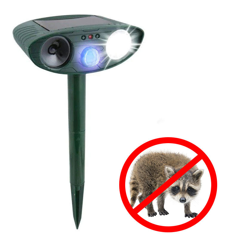 Nokmo | Raccoon Outdoor Ultrasonic Repeller - Solar-Powered Ultrasonic Animal and Pest Repellent - Get Rid of Raccoons in 48 Hours