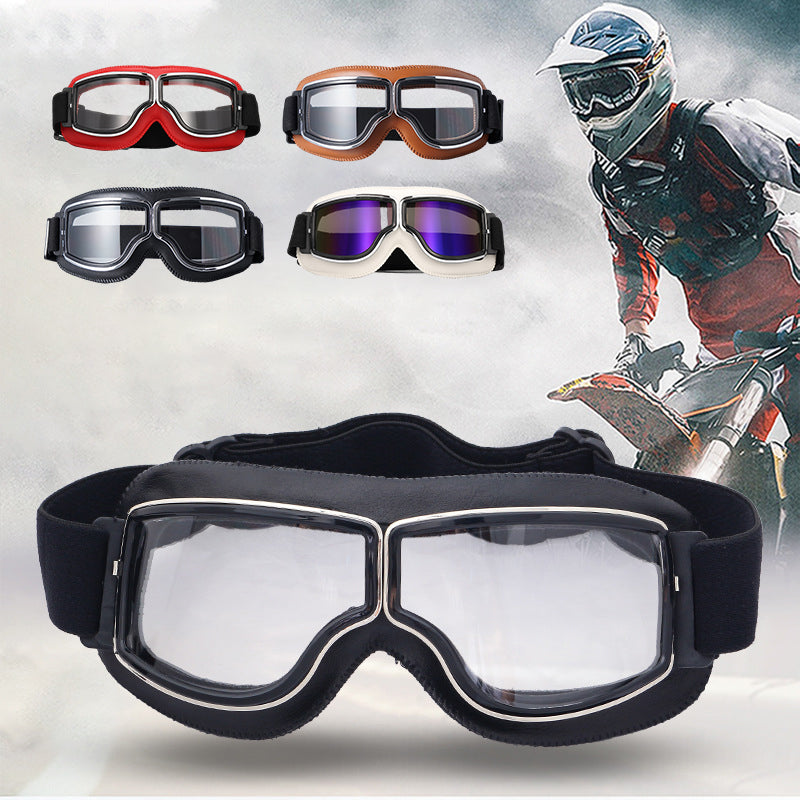Nokmo | RoadRider | Vintage Motorcycle Goggles with Interchangeable Lenses and Comfort Padding