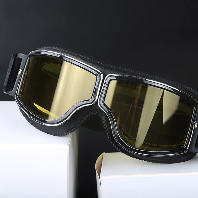 Nokmo | RoadRider | Vintage Motorcycle Goggles with Interchangeable Lenses and Comfort Padding