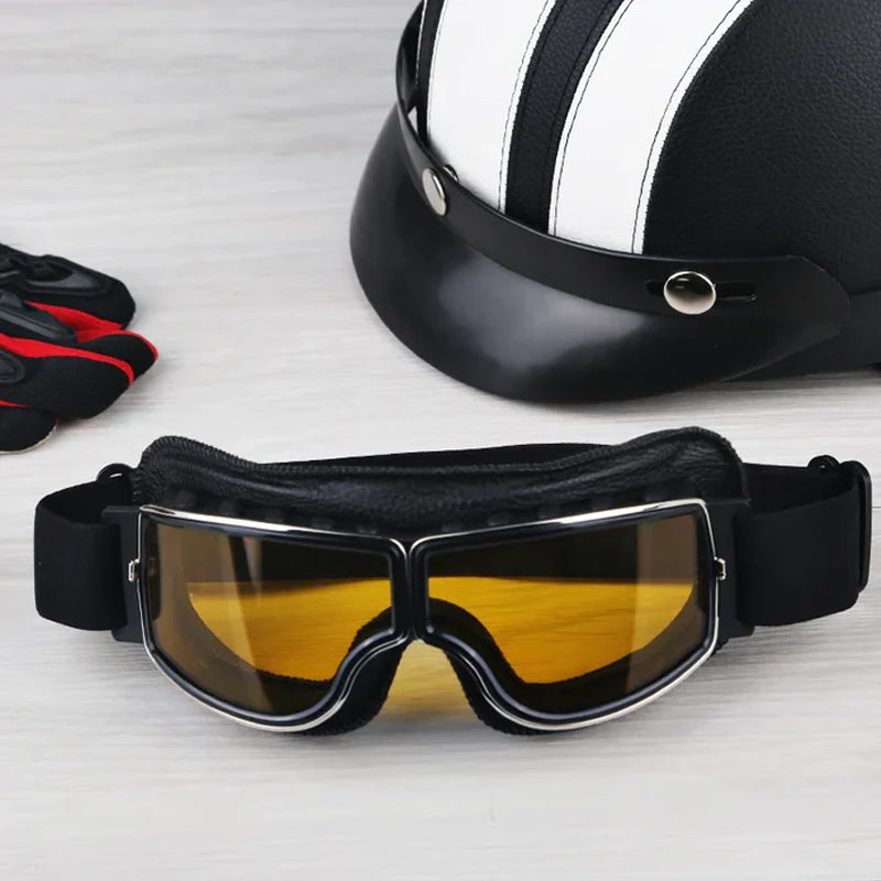 Nokmo | RoadRider | Vintage Motorcycle Goggles with Interchangeable Lenses and Comfort Padding