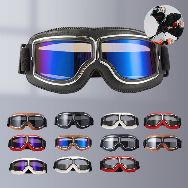 Nokmo | RoadRider | Vintage Motorcycle Goggles with Interchangeable Lenses and Comfort Padding