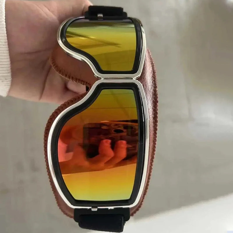 Nokmo | RoadRider | Vintage Motorcycle Goggles with Interchangeable Lenses and Comfort Padding