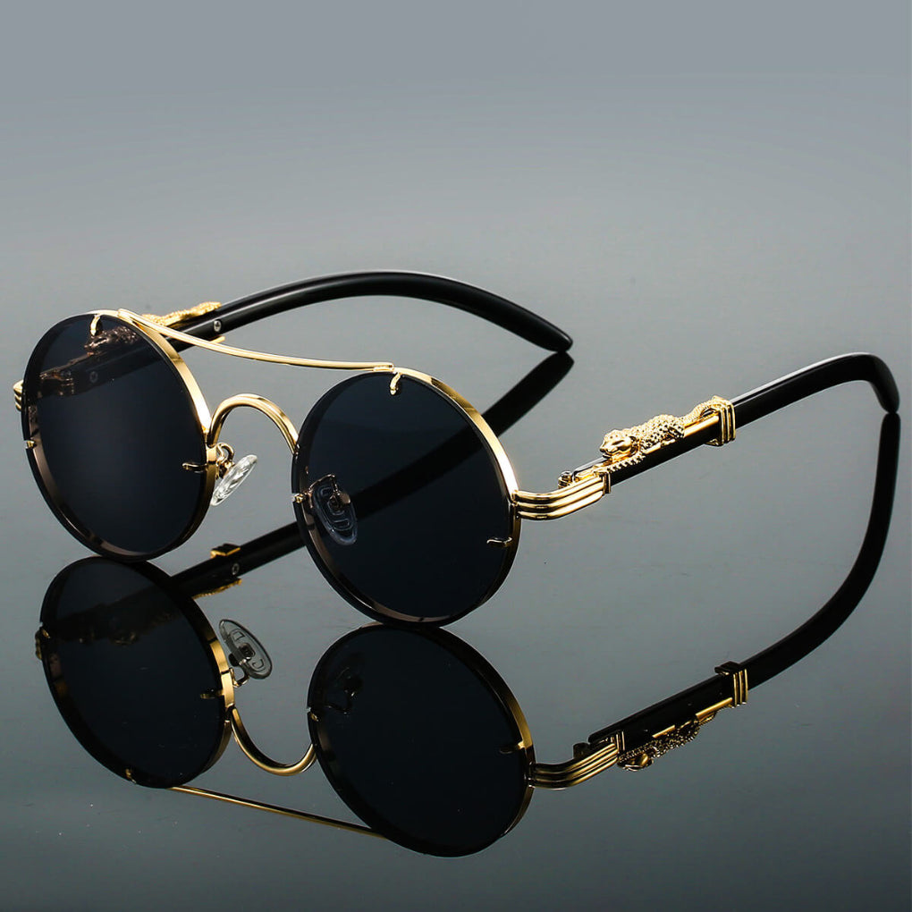 Nokmo | Round Sunglasses with Leopard Detail
