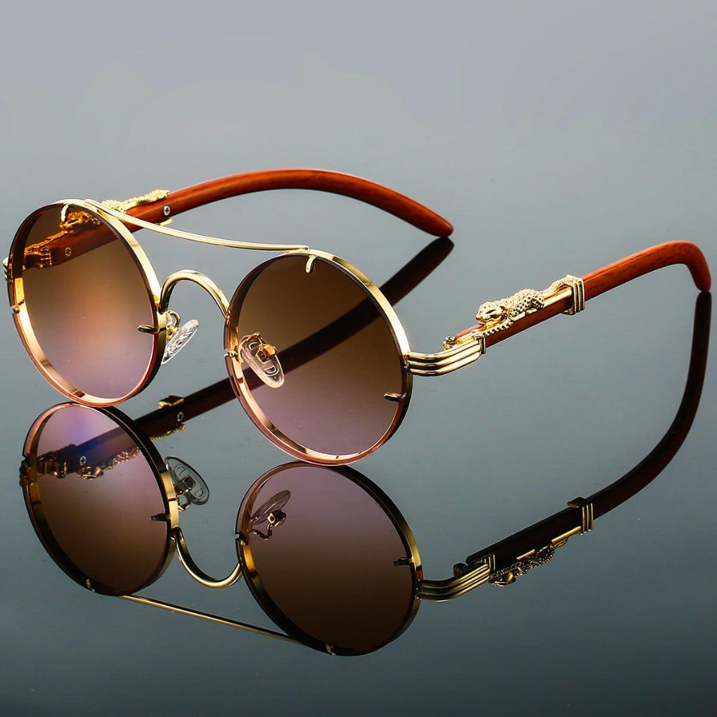 Nokmo | Round Sunglasses with Leopard Detail