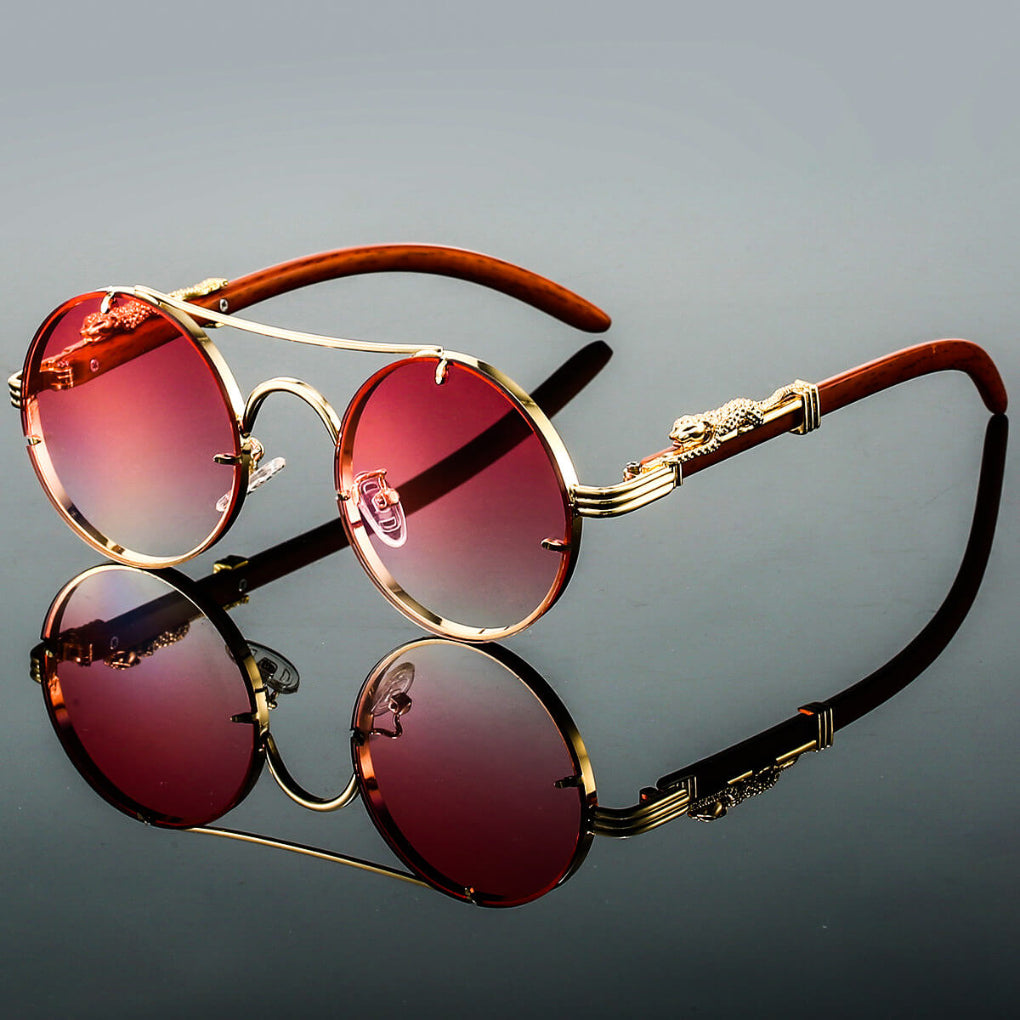 Nokmo | Round Sunglasses with Leopard Detail
