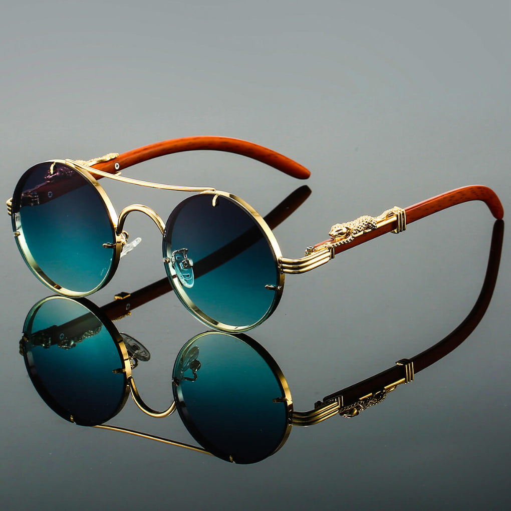 Nokmo | Round Sunglasses with Leopard Detail