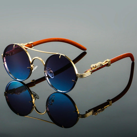 Nokmo | Round Sunglasses with Leopard Detail