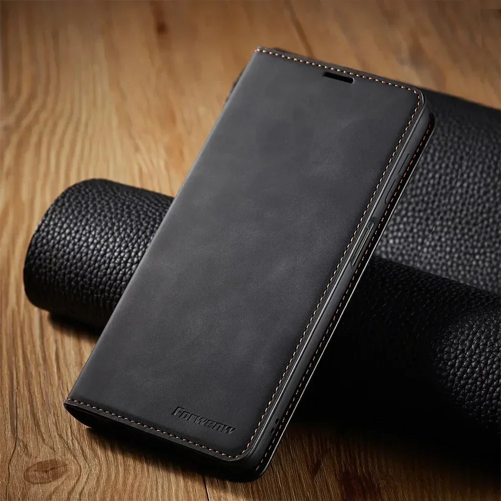 Nokmo Samsung Case: Magnetic Leather Bag for Stylish Protection