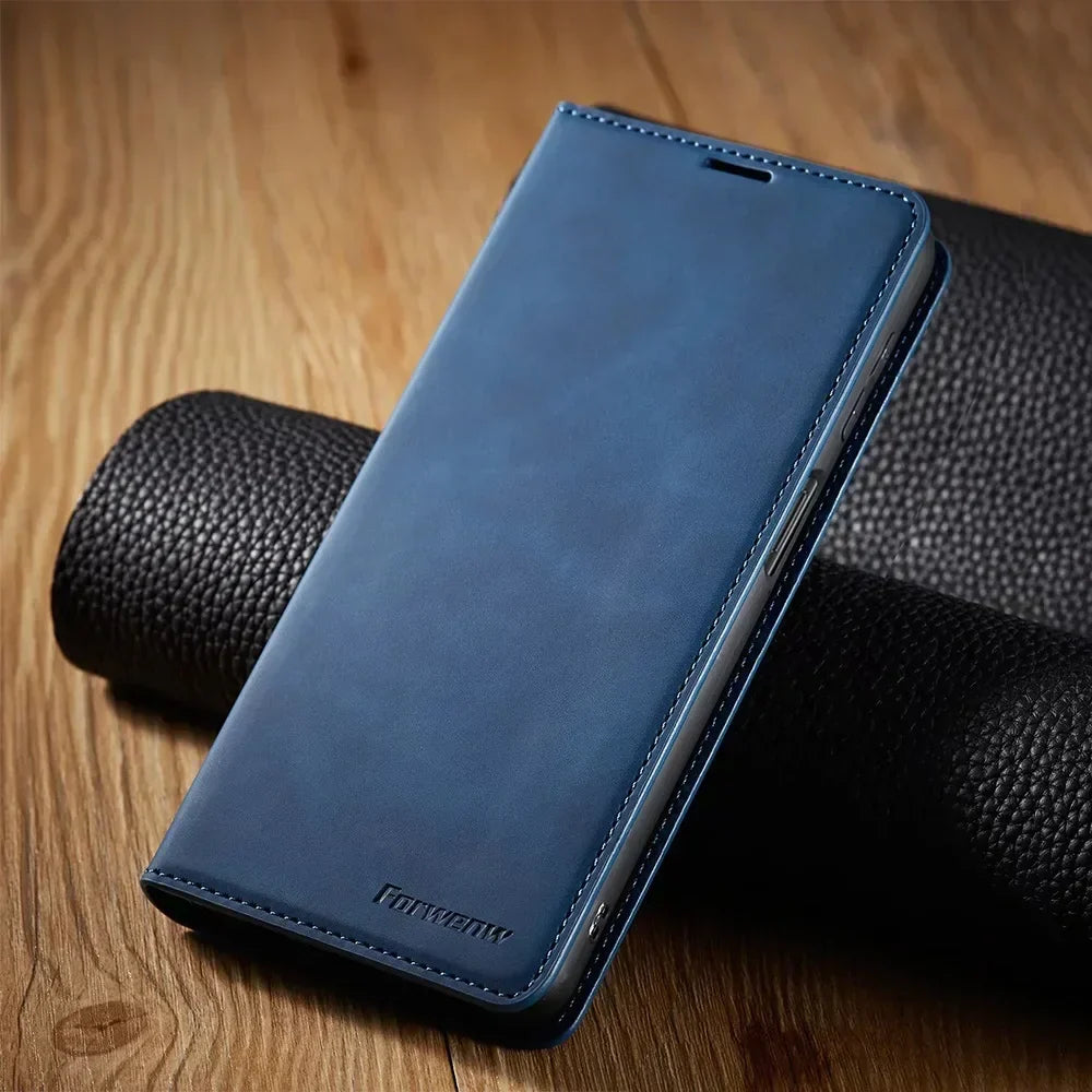 Nokmo Samsung Case: Magnetic Leather Bag for Stylish Protection