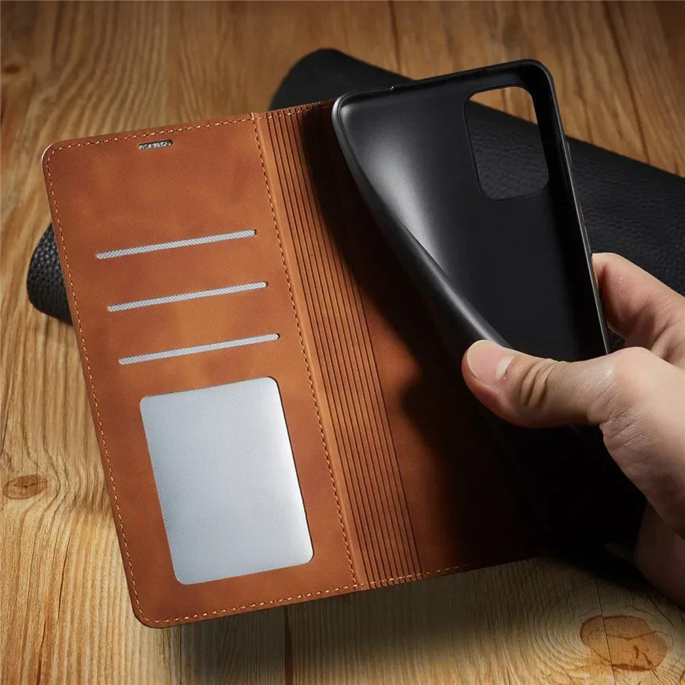 Nokmo Samsung Case: Magnetic Leather Bag for Stylish Protection