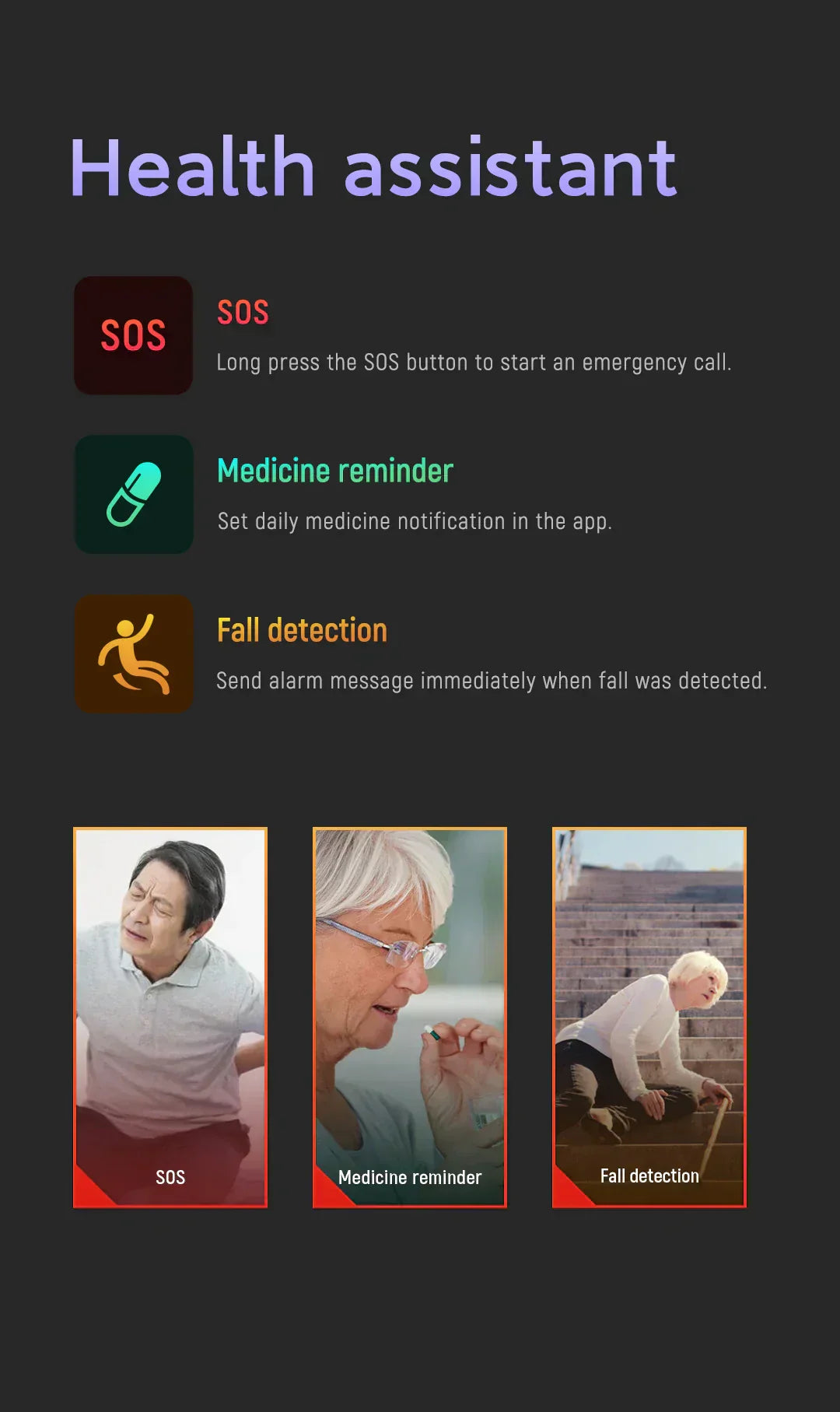 Nokmo | Senior Safety Watch with Fall Detection and GPS – Smart Care Smartwatch