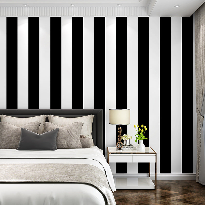 Nokmo | Simple Wide Stripes Non-Adhesive Wallpaper for Coffee Room and Clothing Store, 33 Feet x 20.5 Inches