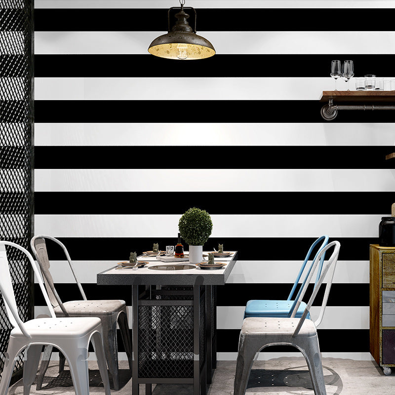 Nokmo | Simple Wide Stripes Non-Adhesive Wallpaper for Coffee Room and Clothing Store, 33 Feet x 20.5 Inches