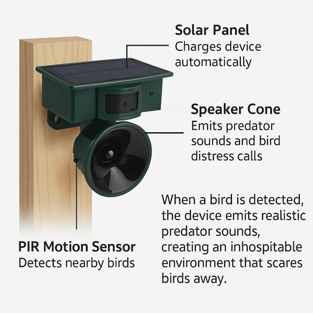 Nokmo | Solar Motion Sensor Bird Repeller & Scarer