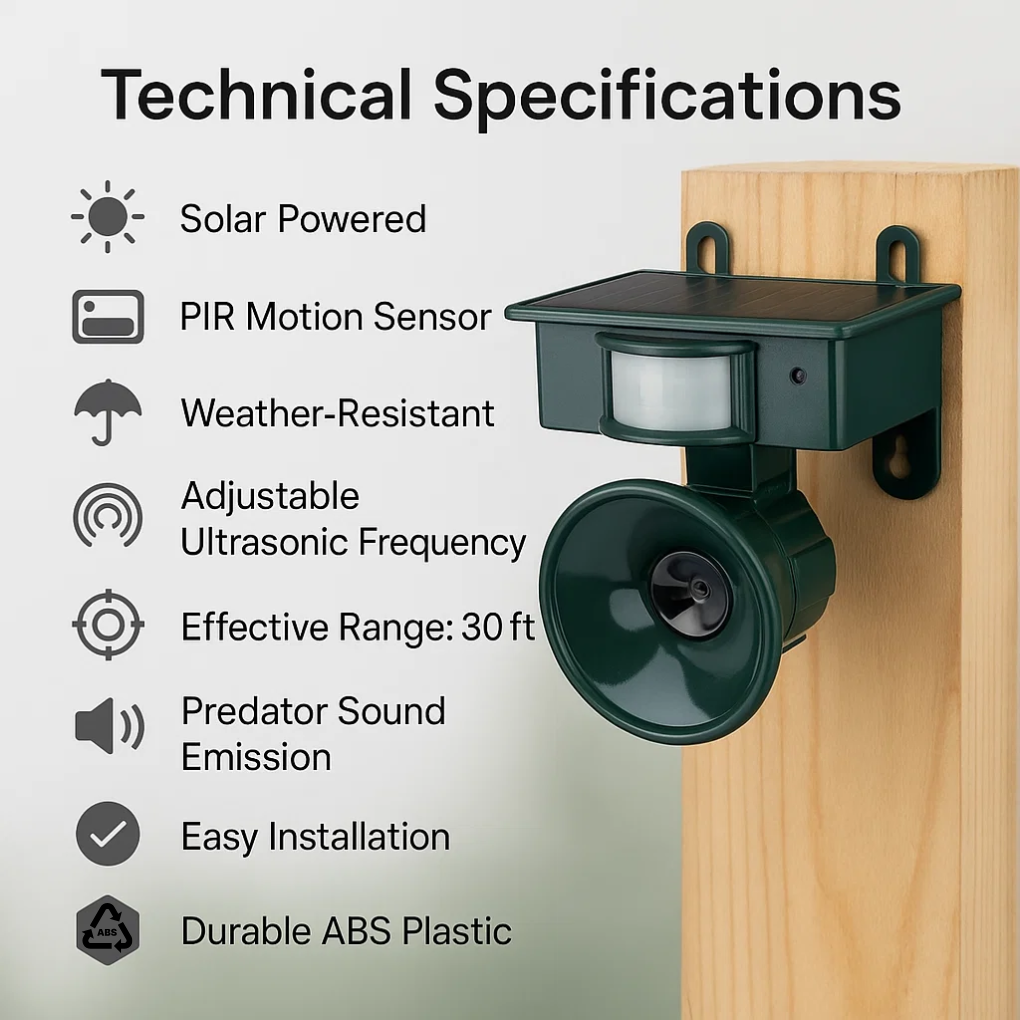 Nokmo | Solar Motion Sensor Bird Repeller & Scarer