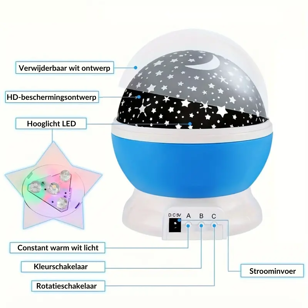 Nokmo | Star Projector Night Light | Soothing Sky Projection with Music