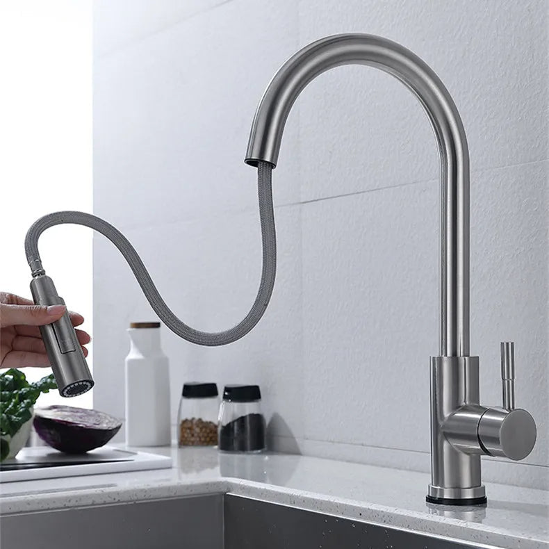 Nokmo | TouchTech Retractable Kitchen Faucet – Sensor Touchless Mixer Tap with Flexible Hose | Modern Brass Faucet