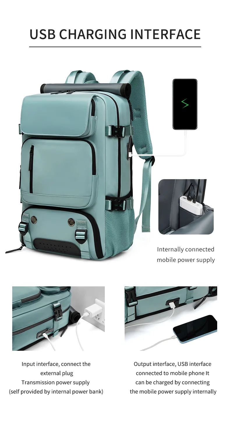 Nokmo | TRAVELMAX Pack – Large Waterproof Travel Backpack with USB Charging Port