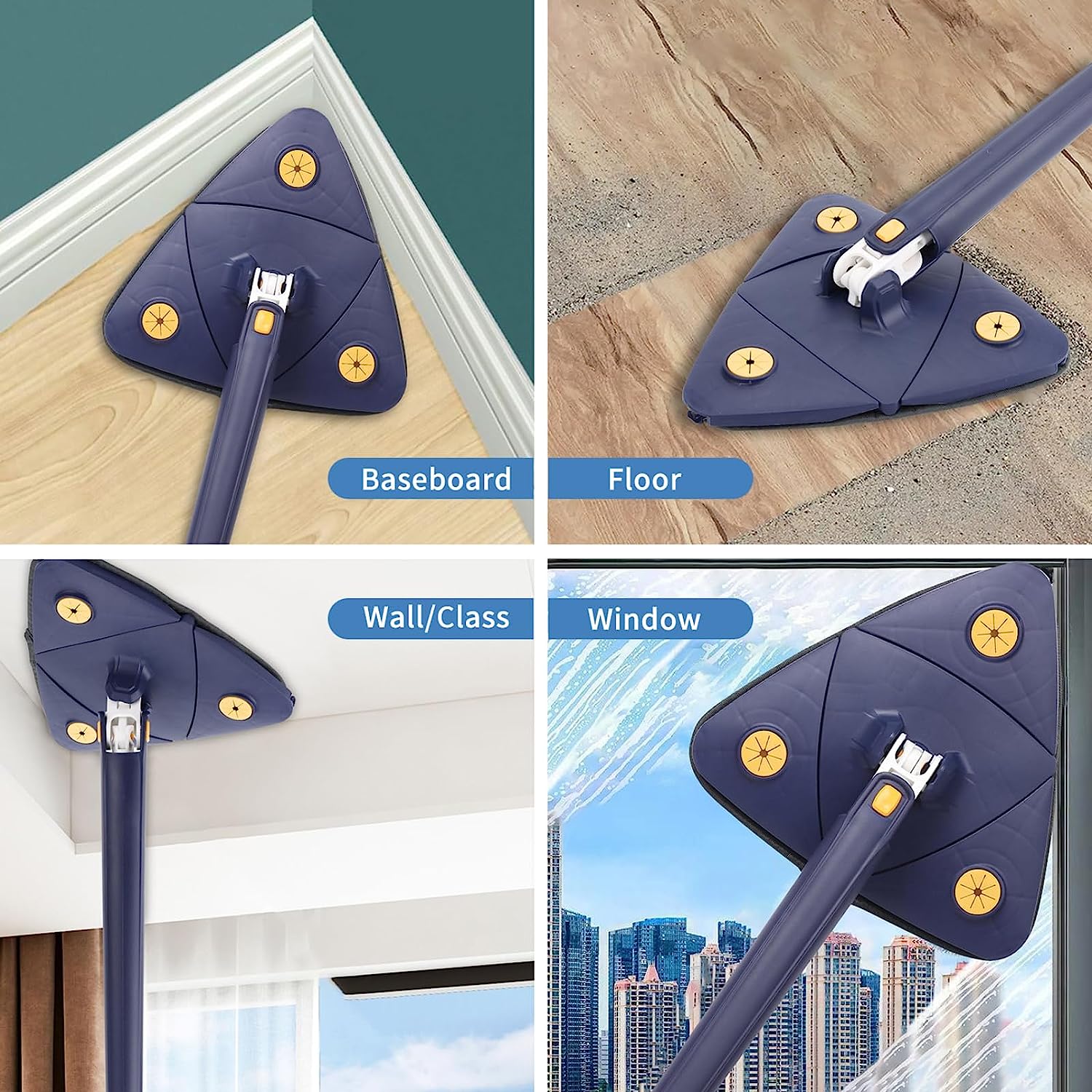 Nokmo | Triangular Mop with 360° Swivel Head for All Surfaces